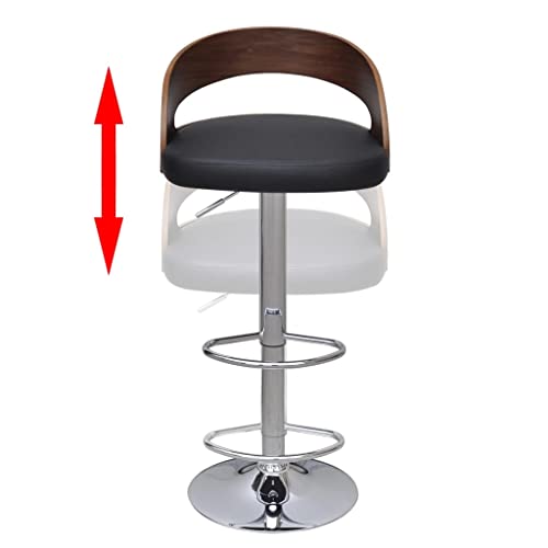 vidaXL Set of 2 Bent Wood Bar Stools - Resistant Faux Leather Upholstery - Height Adjustable - Rotatable - Dark Brown & Black