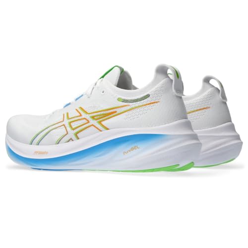 ASICS Men's GEL-NIMBUS 26 Running Shoes, White/Waterscape, 12.5
