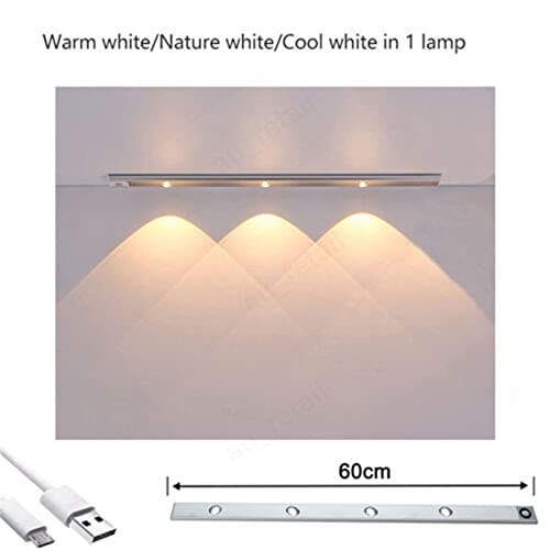 1 Piece 60CM Motion Sensor Lamp USB Rechargeable PIR Wireless LED Induction Cabinet Lighting Closet Light