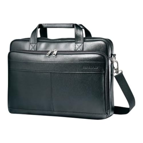 Samsonite Leather Slim Briefcase, Black, 16 Inch, 48073-1041