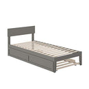 AFI, Boston Platform Bed with Twin XL Trundle, Twin XL, Grey