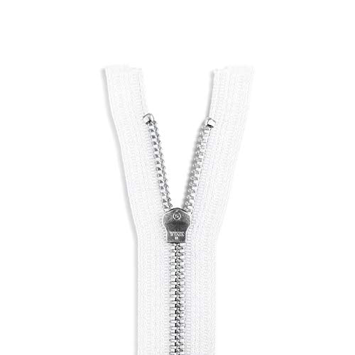 26 inch Metal Zipper White 26” Silver Brass Metal Heavy Duty Zippers Separating Sewing Zipper Craft Zippers Jacket Zipper