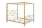 DHP Rosedale Metal Canopy Bed Frame with Four Poster Design and Geometric Accented Headboard and Footboard, Underbed Storage Space, Full, Gold