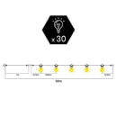 Groverdi 30M LED Festoon String Lights 30 Bulbs 98FT Christmas Wedding Party Garden Light Outdoor Easter Waterproof IP65 Strip Hanging Bulbs S14 1W LED Bulb Kit