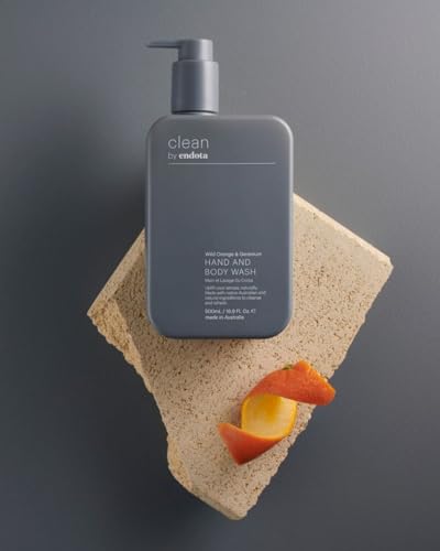 endota Clean Wild Orange & Geranium Hand & Body Wash 500 ml, an organic hand and body wash that combines refreshing orange, geranium and peppermint.