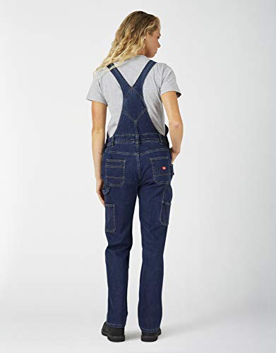 Dickies Women's Denim Double Front Bib Overalls, Dark Stone Wash, Medium