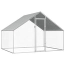 "vidaXL Spacious Outdoor Chicken Cage - Galvanised Steel Frame with Polyethylene Roof - Secure Lock System - Silver/Grey - Dimensions: 2.75x2x1.92 m"