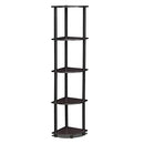 Furinno Turn-N-Tube 5 Tier Corner Display Rack Multipurpose Shelving Unit, 1-Pack, Dark Walnut