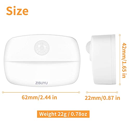 ZISUYU Motion Sensor Light Indoor Led Night Light Stick on Nightlight Battery Operated Lights for Toilet Closet Bathroom Bedroom Hallway Stair