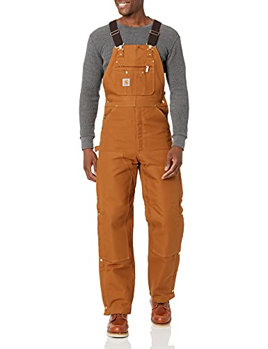 Carhartt Men's Quilt Lined Zip to Thigh Bib Overalls,Brown,48 x 34