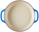 Lodge 3.6 Quart Enameled Cast Iron Oval Casserole with Lid – Dual Handles – Oven Safe up to 500° F or on Stovetop - Use to Marinate, Cook, Bake, Refrigerate and Serve – Caribbean Blue