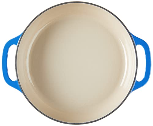 Lodge 3.6 Quart Enameled Cast Iron Oval Casserole with Lid – Dual Handles – Oven Safe up to 500° F or on Stovetop - Use to Marinate, Cook, Bake, Refrigerate and Serve – Caribbean Blue