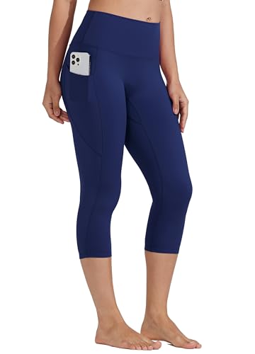 WILLIT Women's Yoga Capri Leggings with Pockets High Waisted Exercise Capris Pants for Casual Summer Workout Navy Blue XXL