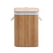 Sherwood Home Rectangular Collapsible Bamboo Folding Laundry Basket Washing Bin Hamper Cotton Handles Suitable for Any Room - 40 x 30 x 60CM