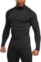 TSLA Men's Thermal Long Sleeve Compression Shirts, Mock Neck Winter Sports Running Base Layer Top tm-YUT56-BLK_Medium