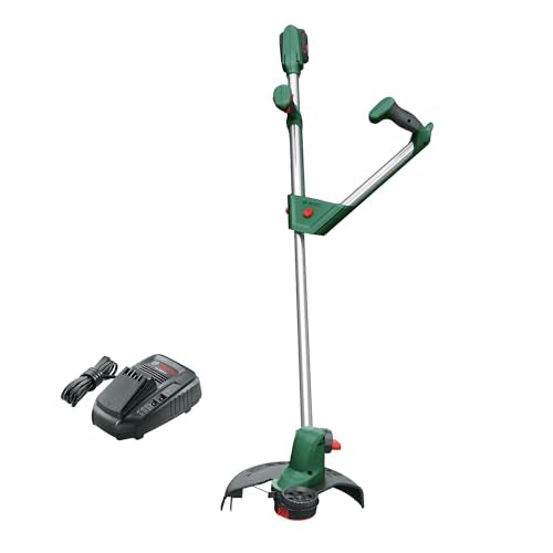 Bosch 18V Cordless Lawn Grass Line Trimmer Whipper Snipper with 1 x 2.5ah Battery & Fast Charger, 26cm, Ergonomic V Handle (UniversalGrassCut 18). Made in Europe