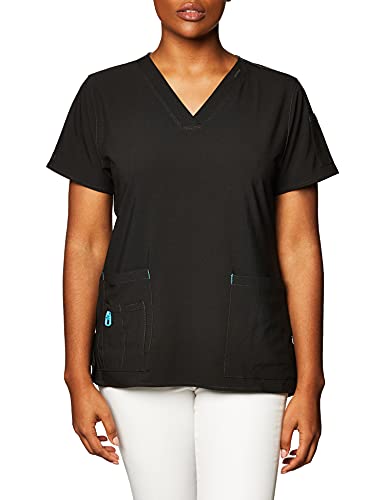 Carhartt Women's Cross-Flex Media Scrub Top, Black, Small