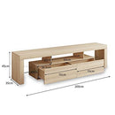 TV Cabinet Entertainment Unit with 2 Drawers & Open Storage Shelf Wooden TV Stand Living Room Furniture Oak 200cm