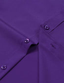ZEROYAA Men's Regular Fit Dress Shirt Solid Wrinkle-Free Long Sleeve Casual Business Button Up Shirts with Pocket, Purple, X-Large