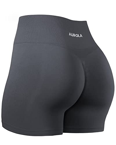 AUROLA Intensify Workout Shorts for Women Seamless Scrunch Short Gym Yoga Running Sport Active Exercise Fitness Shorts Asphalt Grey