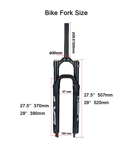 KRSEC 27.5/29 Air Bike Suspension Fork Mountain Bike Fork29 inch Travel 120mm Quick Release QR 9mm 28.6mm Straight Tube Manual Lockout Rebound Adjustable Ultralight Mountain Bike Front Forks XC AM 29"