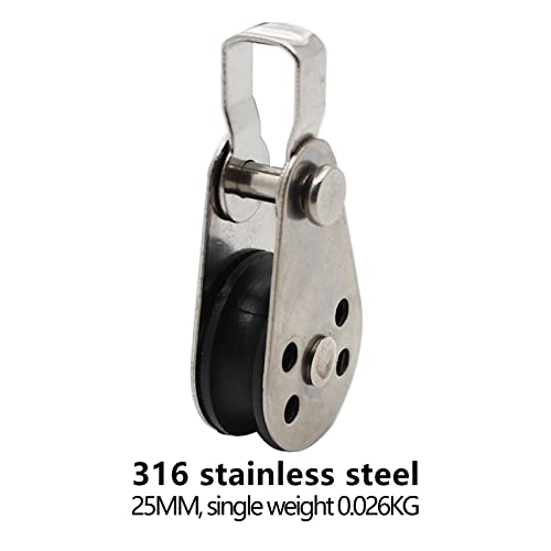 4PCS Stainless Steel Nylon Marine Pulley,Pulley Block Rope Rope Runner Kayak Pulley Single Pulley Bearing Block Rope Runner,Suitable for 0.08" to 0.32" Ropes,for Sailboats,Yachts,Ship Pulleys
