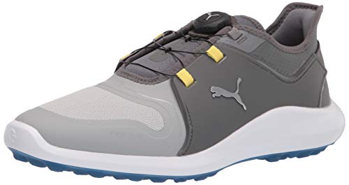 PUMA Men's Ignite Fasten8 Disc Golf Shoe, High Rise-puma Silver-Quiet Shade, 10.5 US