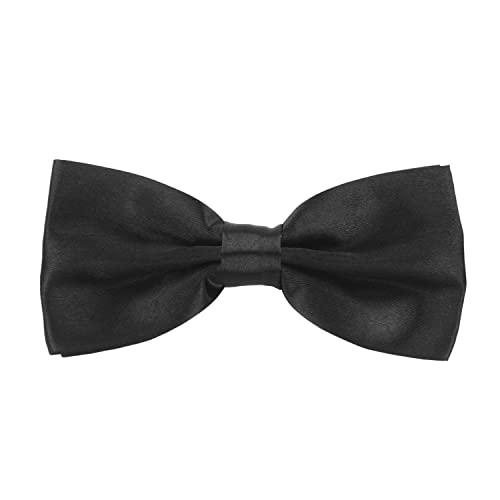 BOROLA Double Layer Pre-Tied Adjustable Bow ties for Children Boys Solid Color(Black)