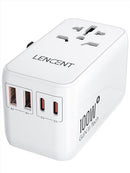 LENCENT Universal Travel Adapter, 100W GaN3 International Adaptor with 2 QC4.0 USB-A+2 PD3.0 Type-C PPS Fast Charging, Worldwide Wall Charger for Phone, Laptop, Plug Adapter USA/UK/EU/AU