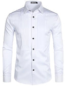 ZEROYAA Mens Slim Fit Long Sleeve Tuxedo Dress Shirts/Prom Performing Shirts, Z54-white Black, X-Large