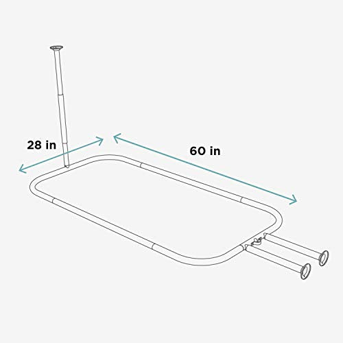 Zenna Home E60H1ALSS Chrome NeverRust 28 by 60-Inch Hoop Shower Rod for Freestanding and Clawfoot Tubs