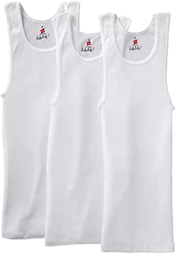 Hanes Men’s Tagless Ribbed Undershirt Tall, Various Pack Size Options, White - 3 Pack, 3X-Large Tall