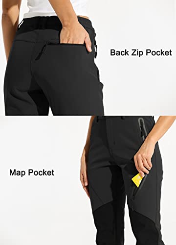 WILLIT Women's Snow Pants Waterproof Warm Winter Hiking Pants Outdoor Pants Insulated Cold Weather Black L