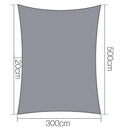 Instahut Shade Sail Rectangle 3 x 5m Sunshade Cloth Shadecloth Sun Block Outdoor Marquee Canopy Shelter Cover for Beach Pool Patio Backyard Lawn Garden Carport Fence Greenhouse, Grey 98% UV Blockage