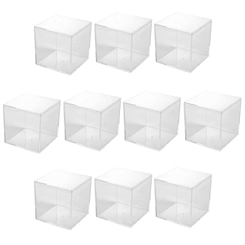 10 Pieces Clear Acrylic Boxes with Lid, 5.5x5.5x5.5cm Square Cube Acrylic Display Case Storage Boxes Organizer Containers for Candy Jewelry Collectibles