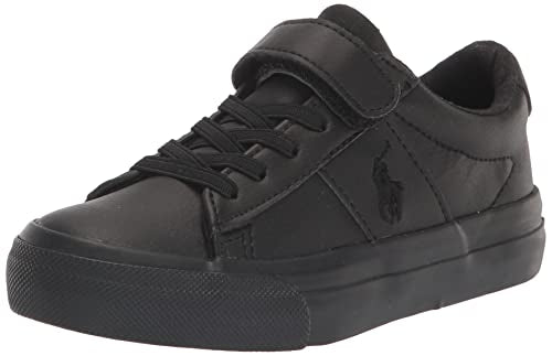 POLO RALPH LAUREN Boy's Sayer Ps Triple Black Sneaker, Black-t, 7.5 Toddler