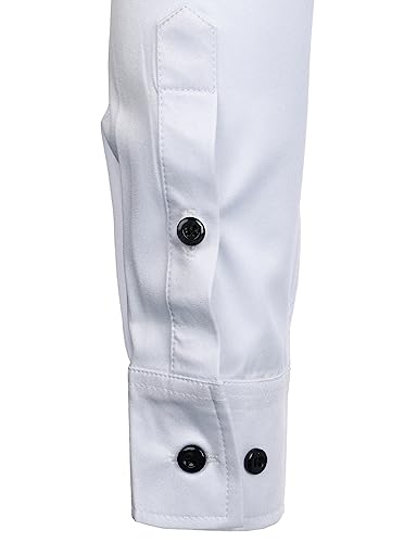 ZEROYAA Mens Slim Fit Long Sleeve Tuxedo Dress Shirts/Prom Performing Shirts, Z54-white Black, X-Large