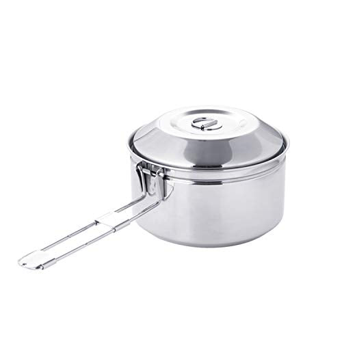 Fire-Maple Antarcti 1.0 Liter Stainless Steel Camping Bowls with Locking Lid, Camping Cook Pot Folding Handle