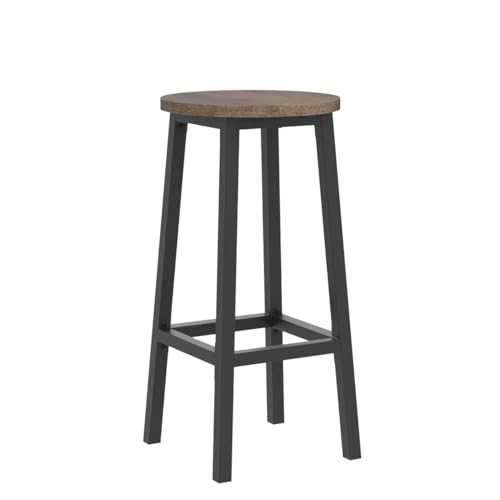 Vasagle Set of 2 Bar Stools, Tall Kitchen Stools, Sturdy Steel Frame, 65 cm Tall, Easy Assembly, Industrial Style, Rustic Brown and Black