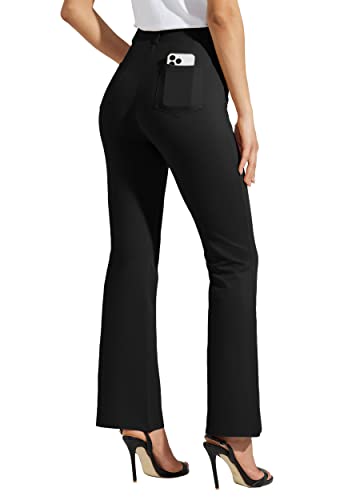 WILLIT 30" Women's Yoga Dress Pants Bootcut Work Slacks Stretch Office Casual Flare Bootleg Pants Regular 4 Pockets Black M