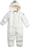 DKNY Baby Girls' Pram Snowsuit – Heavyweight Quilted Bodysuit – Insulated Zip Up Outerwear Footed Jumpsuit Coveralls (0-24M), Size 3-6 Months, Cream