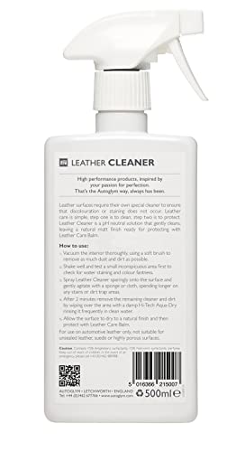 Autoglym Leather Cleaner 500ml, Car Leather Cleaner Deep Cleans and Freshens Automotive Leather of Dirt and Grime to Restore its Colour and Appearance.