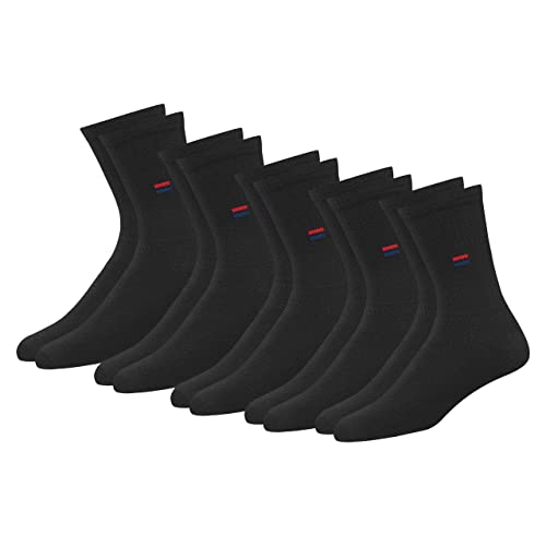 NAVYSPORT Men's Socks Sports Cushioned Cotton Crew Socks, Pack of 5 Pairs (Shoe Size: 9-11, Black)