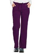 Dickies Xtreme Stretch Scrubs for Women, Drawstring Flare Leg Cargo Pant Plus Size 82011, 4XL, Ceil, Eggplant, X-Large
