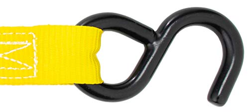 Stanley S10002 Black/Yellow 1" x 10' Ratchet Tie Down Straps - Light Cargo Hauling (1,500 lbs Break Strength), 2 Pack