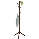 Neween Sturdy Wooden Tree Coat Rack Stand, Adjustable Free Standing Hall Coat Tree with 3 Section & 8 Hooks for Coats, Hats, Bags, Purse, Entryway, Hallway, Easy to Assemble (Brown)