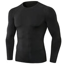 SPVISE 3 Pack Men's Compression Shirts Long Sleeve Workout Gym T-Shirt Running Tops Cool Dry Base Layer Athletic Undershirts, Crewneck- Black+white+grey, Large