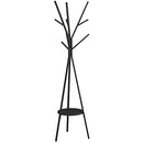 (Black) - Homebi Coat Rack Hat Stand Free Standing Display Hall Tree Metal Hat Hanger Garment Storage Holder with 9 Hooks for Clothes Hats and Scarves in Black,45cm Wx 17.180cm Dx 70.220cm H