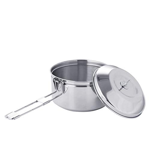 Fire-Maple Antarcti 1.0 Liter Stainless Steel Camping Bowls with Locking Lid, Camping Cook Pot Folding Handle