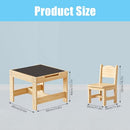 Solid Pine Wood Toddler Table and Chair Set, 60x60cm, Height 48cm, 2 Chairs - Multi-Use with Storage, 3 in 1 Wooden Activity Table with Storage Drawer for Toddlers Drawing for Playrooms and Nurseries